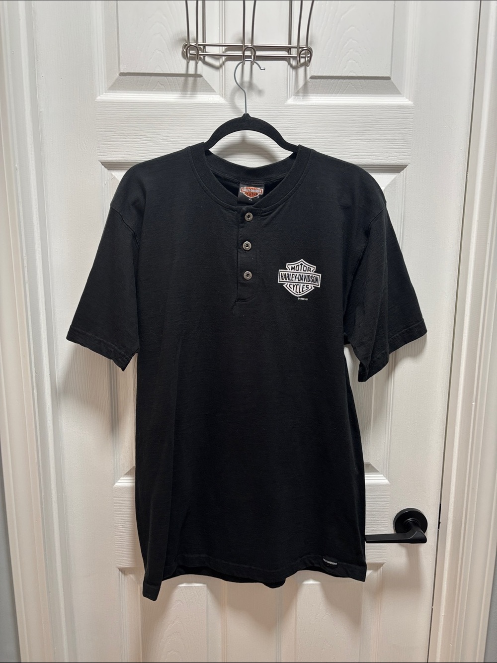 Harley-Davidson Black Short Sleeve Henley with Small Logo El Paso Texas